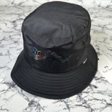 Image of PS PAUL SMITH Mens Black Broad Zebra Nylon Bucket Hat SIZE MEDIUM BNWT Authentic