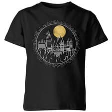 Image of Harry Potter Hogwarts Castle Moon T-Shirt Kids | Official Licensed | Black
