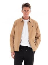 Image of BOSS Mens Windbreaker Beige Casual Jacket With Logo - Olson Badge Size S