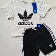 Image of Adidas Originals Toddler boy 2-piece shorts Set T-shirt Size 4T White Black