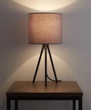 Image of Tripod Floor lamp and Tripod Table lamp in Grey, Black or Cream with Drum Shade