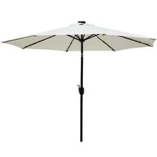 Image of 2.7M Solar LED Outdoor Parasol Garden Patio Tilt Crank Sun Shade Round Umbrella