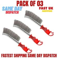 Image of 3x Heavy Duty Wire Hand Brush Stainless Steel Bristles Rust Paint Metal Removal