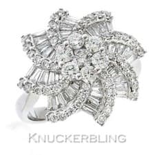 Image of Diamond Cluster Ring 2.00ct Baguette & Brilliant Cut F VS in 18ct White Gold