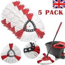 Image of 5 PACK For Vileda Turbo Refill Microfibre Mop Set, Spin Mop Head Replacement UK