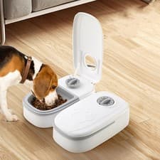 Image of Automatic Pet Feeder for Cats & Dogs with Timer & Stainless Steel Bowl DUAL FEED
