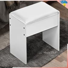 Image of White Dressing Table Stool White Makeup Padded Stool Bedroom Vanity Desk Stool