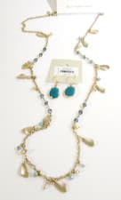 Image of Ann Taylor LOFT Women's Green Blue Bead Necklace and Earrings NWT 39 29 EA SET 2