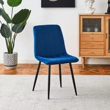Image of Set 1/2/4 Velvet Dining chair with Sturdy Metal Legs Backrest and Padded Seat