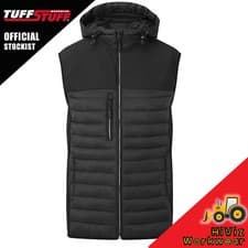 Image of Tuffstuff Mens Hooded Softshell Breathable Bubble Padded Gilet Bodywarmer