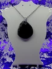 Image of Black Crystal Necklace 60cm Stainless Steel Chain HQ Ladies Jewellery