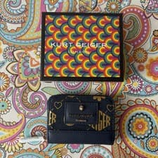 Image of KURT GEIGER CHISWICK DENIM MONOGRAMMED WALLET MEDIUM NEW