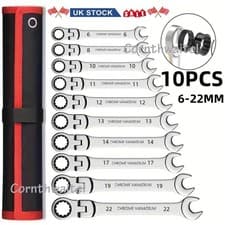 Image of 10pcs 6-22mm Flexible Ratchet Spanner Set Ratcheting Wrench Spanners Flexi Head