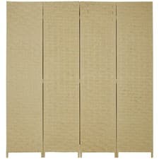 Image of HOMCOM 4-Panel Folding Wall Divider Room, Wave Fibre Privacy Screen Panels