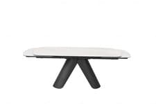 Image of Opulento Extending Dining Table - Matt White & Grey Vein Ceramic 180cm - 280 cm