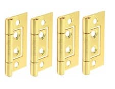 Image of 4 x Flush Door Hinges ZINC or Electro Brass 40,50, 60 or 75mm Cabinet Cupboard !