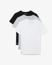 Image of Lacoste Mens 3-Pack Plain Mens T-Shirts - White/Silver Chine-Black BXY