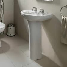 Image of AKW Livenza 500mm Basin with Full Pedestal - 2 Tap Hole