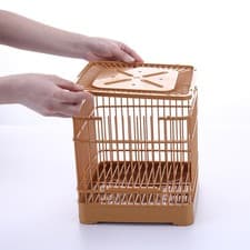 Image of Plastic Bird Cage Carrier Food Holder Travel Bride Hanging Standing for Parrot