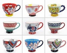 Image of 450ml Large Ceramic Coffee Mug Hand painted Design Tea Cup Teacups Xmas gift box