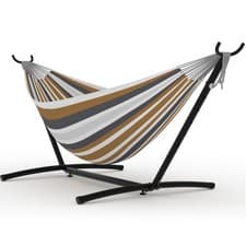 Image of Double Hammock with Steel Stand, 350 lb Capacity, Portable In/Outdoor Carry Bag