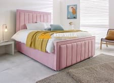 Image of Wood Plush Velvet Upholstered  Up Anna Anna Bed Emily Wingback Single  Bed Fame