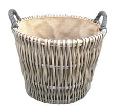 Image of Round Grey Log Basket - Small