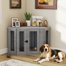 Image of PawHut Dog Crate Furniture for Medium Dogs w/ Cushion, Large Door - Grey