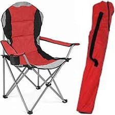 Image of Padded Folding Camping Deluxe Fold Chairs High Back With Cup Holder & Carry Bag