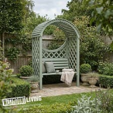 Image of Garden Arbour Seat Lattice Sides Curved Back Pressure Treated Timber 2 Seater