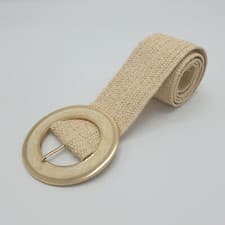 Image of Cream and gold elasticated straw belt