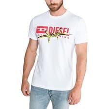 Image of Mens T-Shirt DIESEL T DIEGO BX2 Crew Neck Short Sleeve Casual white Cotton Tee