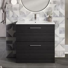Image of Nuie Arno FS 2-Drawer Vanity Unit & Basin-1 800mm - Charcoal Woodgrain