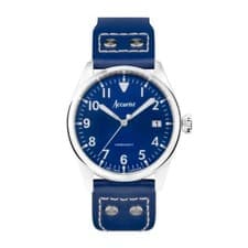 Image of Accurist Watch 76001 Mens Aviation Blue Leather Strap and Blue Dial RRP £149.00