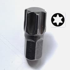 Image of T60 TORX BIT, Hardened 30mm long 10mm Hex Drive , Tx- Star bit, No Security Hole