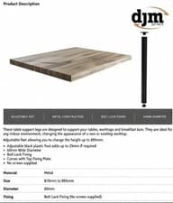 Image of DJM Support Table Legs PACK OF 2 (870 - 900mm) for Breakfast Bar Worktop