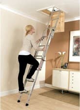 Image of Youngman 313340 Easiway Aluminium 3-Section Loft Ladder with Handrail