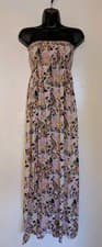 Image of Miss Selfridge Maxi Dress UK 10 Strapless Bandeau Floral Leopard Print Summer
