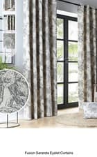 Image of Saranda Tropical Jungle Sketch Lined Eyelet Ring Top Curtains Pair