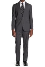 Image of NEW Ted Baker London Two Button Notch Lapel Wool Suit - Grey Sharkskin - 46L