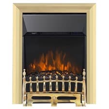 Image of Electric Fireplace Inset Heater Realistic Flame Effect Brass Remote Control 2kW