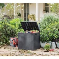 Image of Keter City Outdoor Storage Box 113L Graphite Garden Cushion Container Chest New