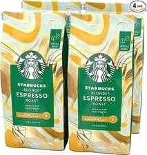 Image of STARBUCKS Blonde Espresso Roast, Blonde Roast, Whole Bean Coffee 450g (Pack of 4