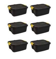 Image of Strata Heavy Duty Storage Boxes 24L Pack Six Stackable Plastic Recycled Material