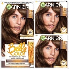 Image of 3 X Garnier Belle Color 5.0 Natural Light Chestnut Permanent Hair Dye 3 Pack 
