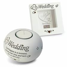 Image of Wedding Candle Holder Frame Set Couples Love Gift Said With Sentiment Boxed