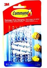 Image of COMMAND 3M DECORATING HOOKS ADHESIVE WALL HANGING 20 CLIPS 24 STRIPS.