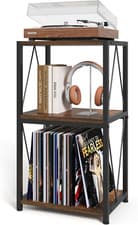 Image of Record Player Stand, 3 Tier End Table with Vinyl Record Storage, Record Player T
