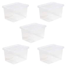Image of Wham Crystal Clear Storage Box With Lid 25L 5 Pack