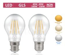 Image of Light Bulbs Bayonet Screw LED Filament GLS B22 E27 40 60 100 Watt Clear Globe